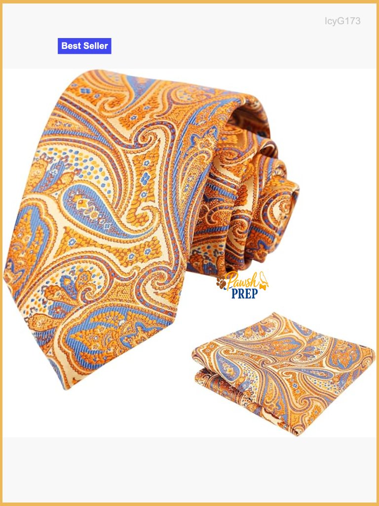Polyester Necktie Pocket Square Set Retro Paisley Pattern Formal Business